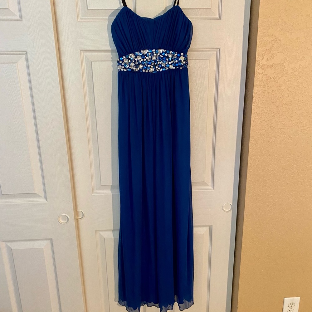 Stunning Strapless Blue Maxi Dress